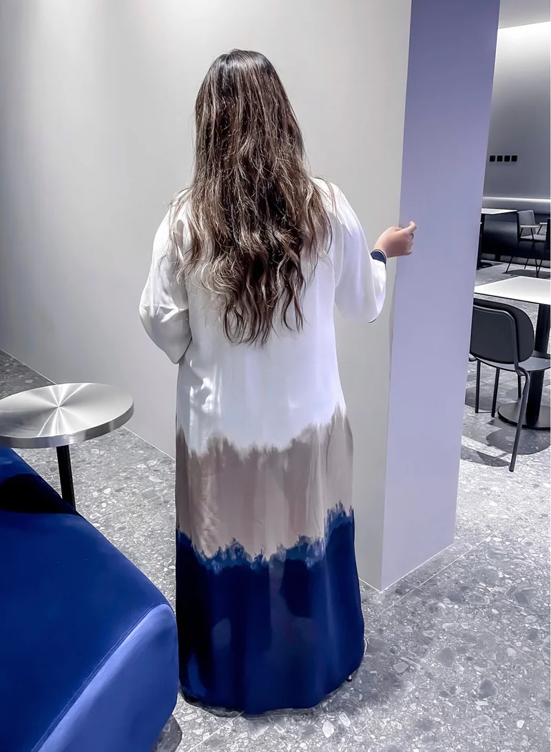 MSquare Fashion MSquare Fashion Multicolor Open Abaya with plan headscarf