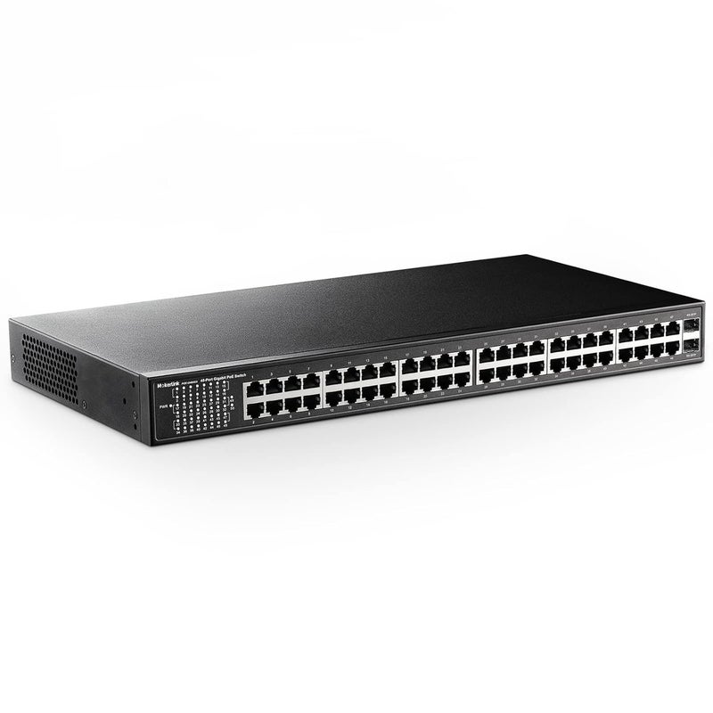 MokerLink محول بثمانية وأربعين منفذ جيجابت مزود بتقنية PoE، 2 منفذ SFP جيجابت، IEEE802.3af/at/bt 400 واط، معدني للتثبيت في الرف غير مُدار يعمل بالإعداد الفوري - Image 1