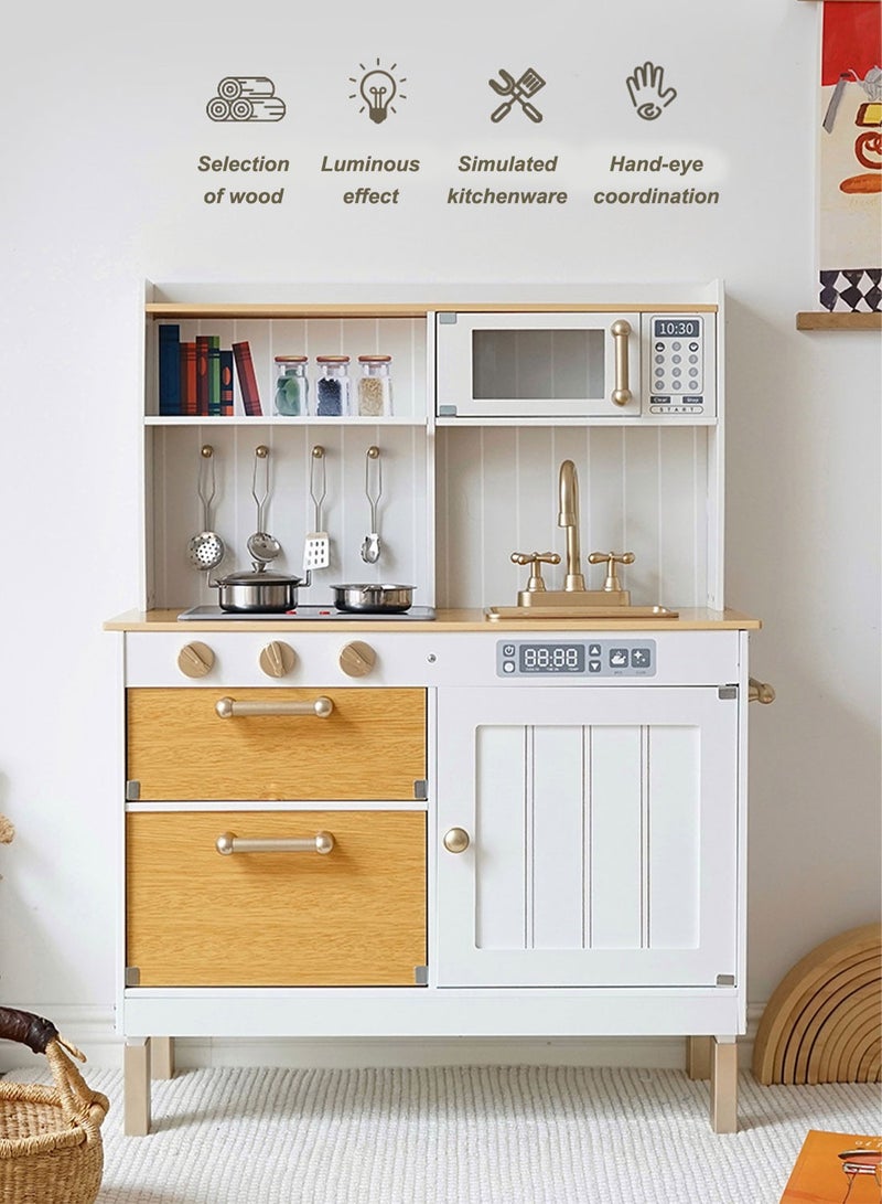 ما بيبي يلعب الأطفال المطبخ للأطفال الصغار، مجموعة لعب المطبخ للأطفال، مجموعة ألعاب المطبخ للأطفال، مطبخ خشبي تظاهري، هدايا عيد ميلاد مع لعبة حوض اللعب، أصوات الأضواء، مجموعة الطبخ للأطفال - Image 5