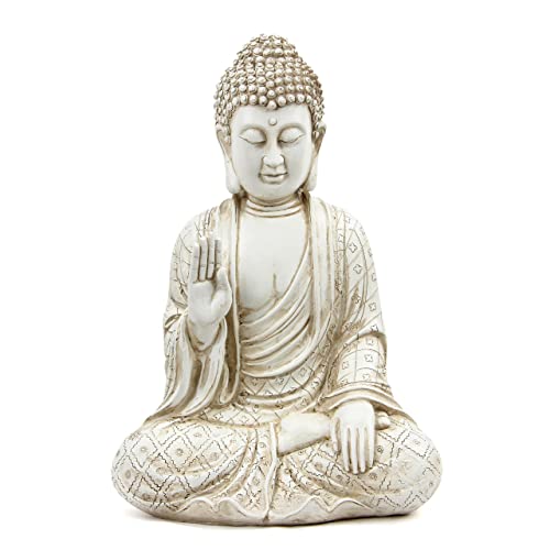 Leekung Buddha statue for home decor accents,laughing buddah statue for meditation zen garden spiritual room feng shui desk table yoga decor,small buda budda home decorations gifts antique ivory white - Image 1