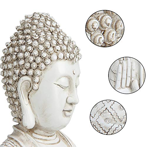 Leekung Buddha statue for home decor accents,laughing buddah statue for meditation zen garden spiritual room feng shui desk table yoga decor,small buda budda home decorations gifts antique ivory white - Image 3
