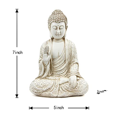 Leekung Buddha statue for home decor accents,laughing buddah statue for meditation zen garden spiritual room feng shui desk table yoga decor,small buda budda home decorations gifts antique ivory white - Image 2
