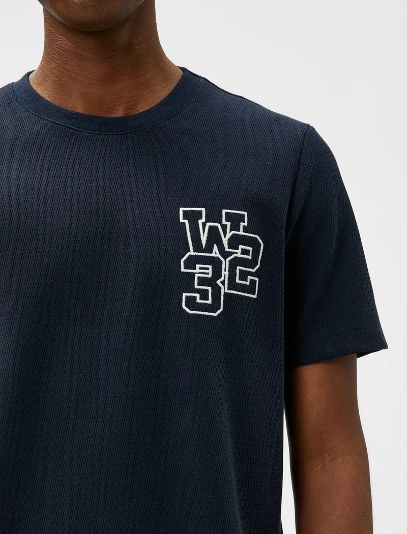 KOTON College T-Shirt Embroidered Crew Neck Short Sleeve