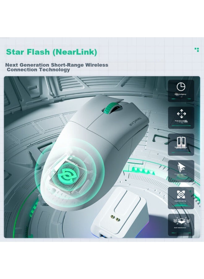 MACHENIKE Machenike L8max Large Hand Wired/bluetooth/usb Dual-mode Gaming Mouse, Lightweight 66g, Starlight Edition, Paw3395, Includes Charging Dock  - Image 3