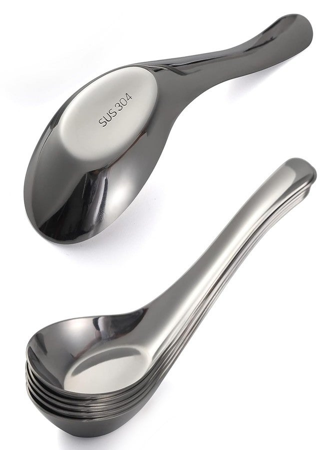 Comicfs Soup Spoons Set of 6, 304 Stainless Steel Dinner Spoons Asian Soup Spoons Mirror Polished Chinese Soup Spoon for Bouillon Rice Dumpling Pho Dessert Cereal Thai Miso Ramen (6 Spoons, Large) - Image 4