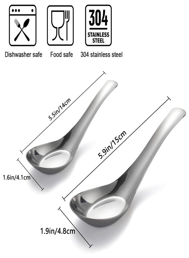 Comicfs Soup Spoons Set of 6, 304 Stainless Steel Dinner Spoons Asian Soup Spoons Mirror Polished Chinese Soup Spoon for Bouillon Rice Dumpling Pho Dessert Cereal Thai Miso Ramen (6 Spoons, Large) - Image 2