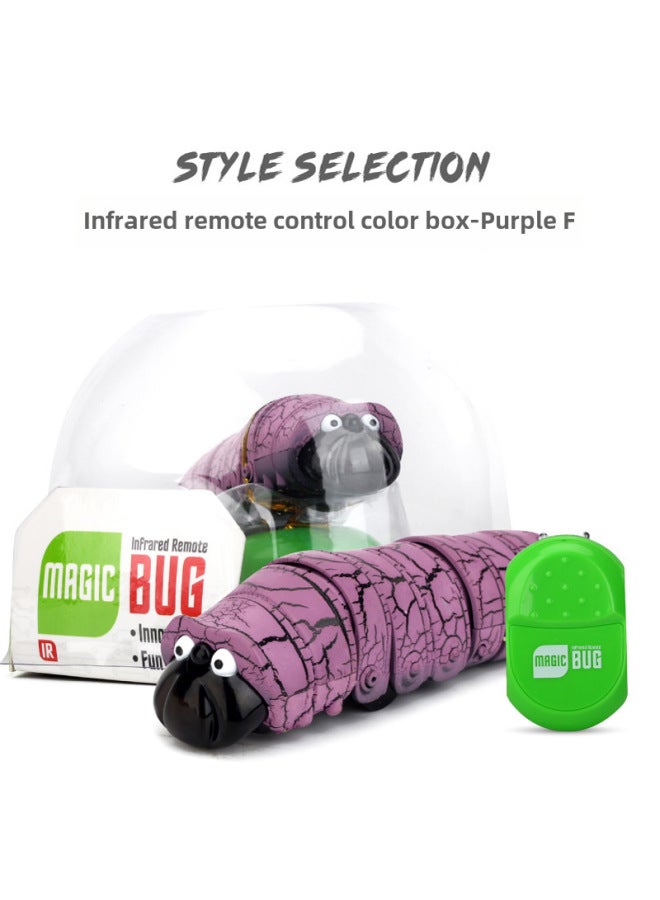 Exotic Remote Control Leisurely Insect Infrared Induction Reptile Insect Caterpillar Electric Remote Control Toy-Color:9910 Remote Control Worm Purple Screwdriver Button Battery 6  - Image 1