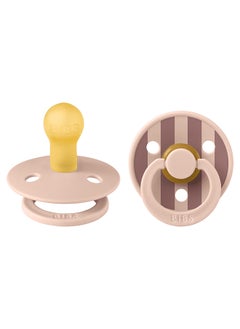 BIBS Studio Colour Round Pacifier, 2 Pieces, Latex Size 1, 0 - 6 Months, Blush Mix, Baby Soother With Round Latex Nipple, Bpa - Free And Lightweight  - Image 1