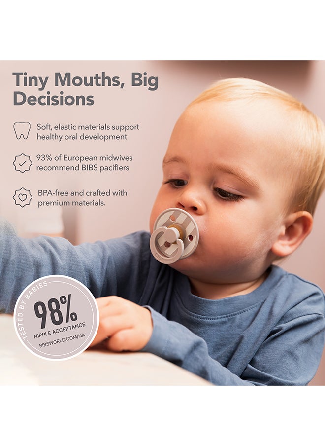 BIBS - Studio Colour Round Pacifier, 2 Pieces, Latex Size 1, 0 - 6 Months, Blush Mix, Baby Soother With Round Latex Nipple, Bpa - Free And Lightweight - Image 1