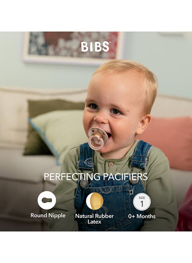 BIBS Studio Colour Round Pacifier, 2 Pieces, Latex Size 1, 0 - 6 Months, Blush Mix, Baby Soother With Round Latex Nipple, Bpa - Free And Lightweight  - Image 3