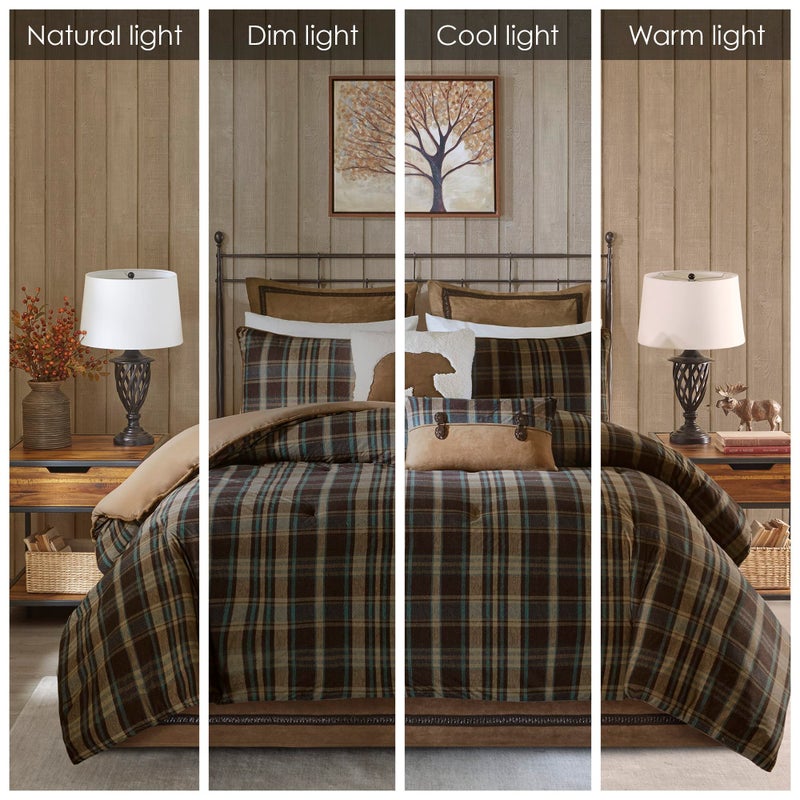 Woolrich John Rich & Bros. Woolrich Rustic Lodge Cabin Comforter Set - All Season Down Alternative Warm Bedding Layer and Matching Shams, Oversized Queen, Hadley Plaid, Multi - Image 2