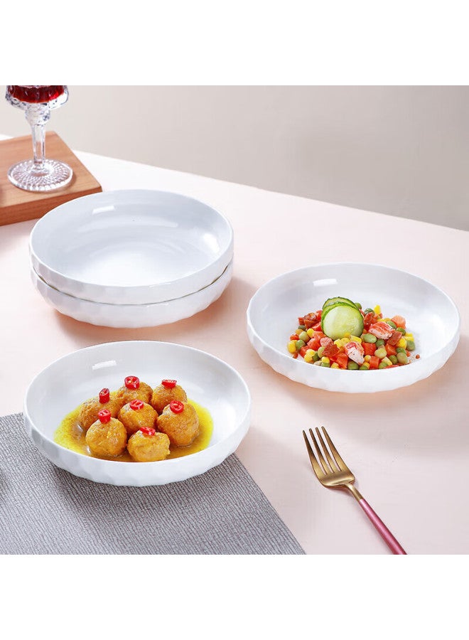 Sky Top Ceramic Deep Plate Set, Pure White Embossed Bone China, Home Dining Set, 7-inch Nesting Plates, 2 Pieces Crystal Series - Image 4