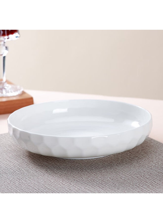 Sky Top Ceramic Deep Plate Set, Pure White Embossed Bone China, Home Dining Set, 7-inch Nesting Plates, 2 Pieces Crystal Series - Image 3