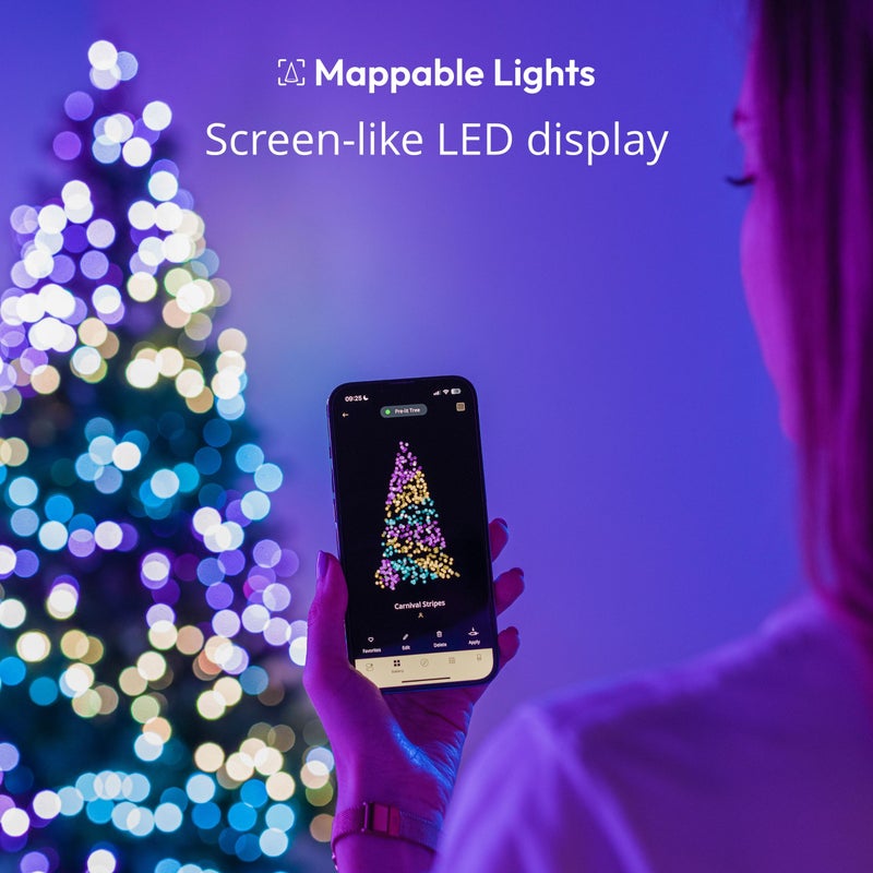 Twinkly Strings USB-C Pearl-Shaped Light String with 100 RGB LEDs. 20 Feet. Green Wire. App-Controlled. USB-C-Powered. Indoor Smart Home Lighting Decoration - Image 4