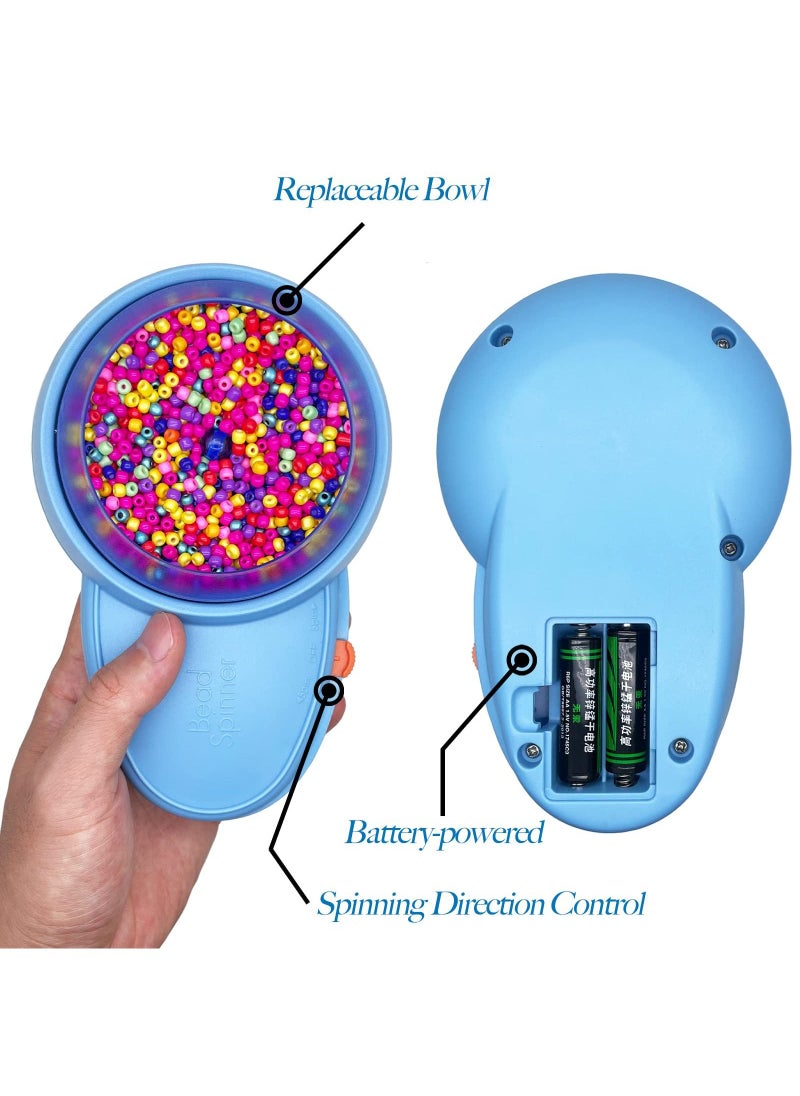 ULHYC - Electric Bead Spinner for Jewelry Making Automatic Beading Tools with Bead Spinner 3 PC Beading Bowls with Lids 2PC Beading Needle Battery Powered Bidirectional Blue - Image 1