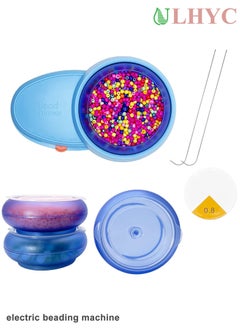 Electric Bead Spinner for Jewelry Making Automatic Beading Tools with Bead Spinner 3 PC Beading Bowls with Lids 2PC Beading Needle Battery Powered Bidirectional Blue