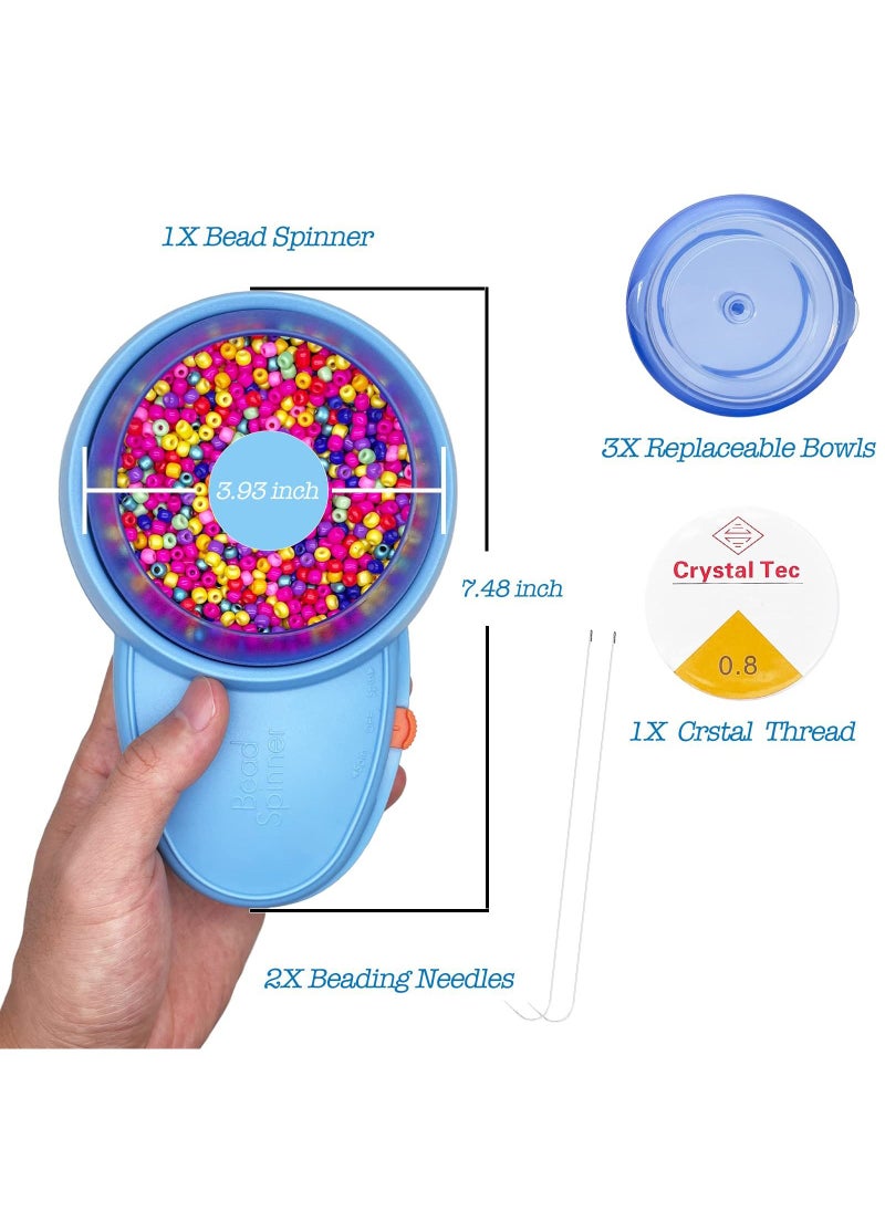 ULHYC - Electric Bead Spinner for Jewelry Making Automatic Beading Tools with Bead Spinner 3 PC Beading Bowls with Lids 2PC Beading Needle Battery Powered Bidirectional Blue - Image 1