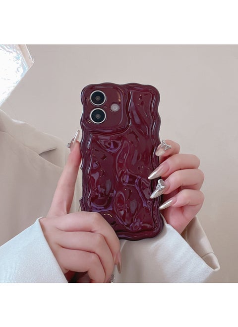 Ins Niche Water Ripple For IPhone15pro Max Mobile Phone Case Apple 16 14/13 Advanced Sense-Color:Xym Wave Meteorite Wine Red-Applicable Models:16 (without Packaging)