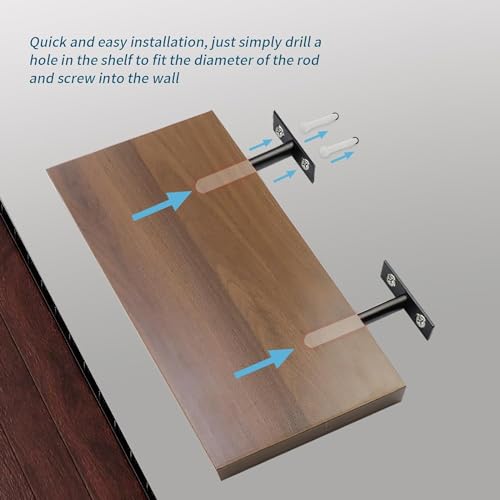 Antrader Black Floating Shelf Bracket,4Pcs 2 Inch Hidden Shelf Brackets Blind Shelf Bracket Hidden Brackets for Floating Wood Shelves,Screws and Wall Plugs Included - Image 5
