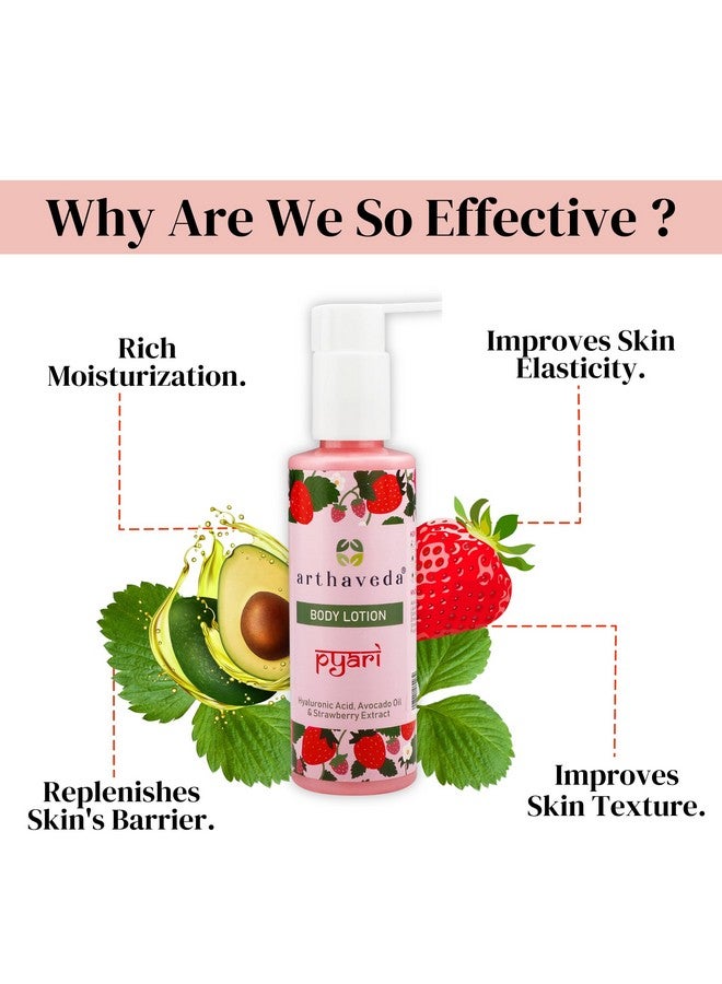 Arthaveda Body Lotion (Pyari) with Hyaluronic Acid, Avocado Oil & Strawberry Extract for Deep Nourishment | 200 ml - Image 2