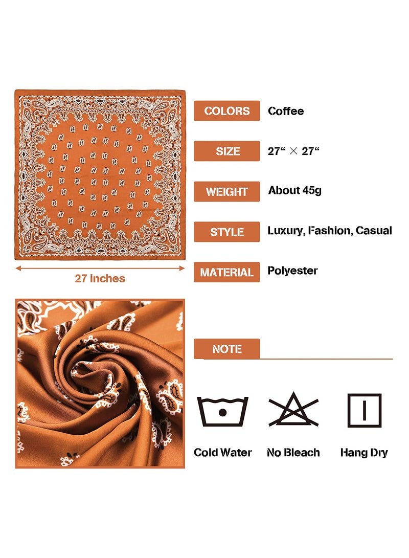 KASTWAVE Silk Feeling Satin Headband Scarves, KASTWAVE 4 Pieces 27 Inch Bandana Boho Head Scarves for Women Girls, Fashion Trend Cool Scarf Neck Hair Head Scarf Bundle Bandana Gifts (Classic Pattern)  - Image 4