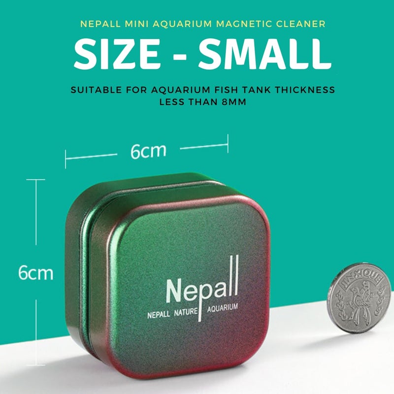 VAYINATO Nepall Premium Gradient Colour Scratch Proof Aquarium Fish Tank Magnetic Cleaner | Floating Type Algea Scrapper | No Need to Wet Your Hands for Fish Tank Cleaning (Small | 3CM | Works Upto 8MM) - Image 4