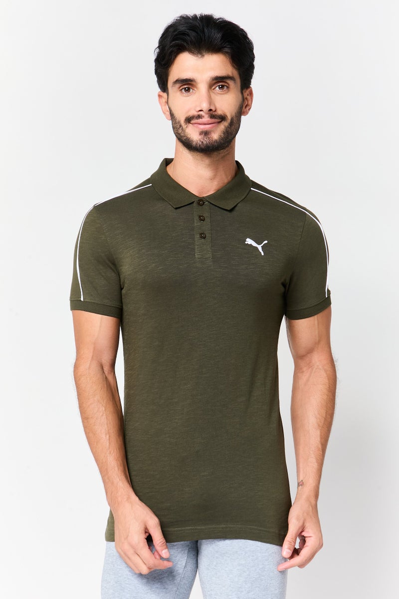PUMA Men Slim Fit Short Sleeve Outdoor Polo Shirt, Olive - Image 1