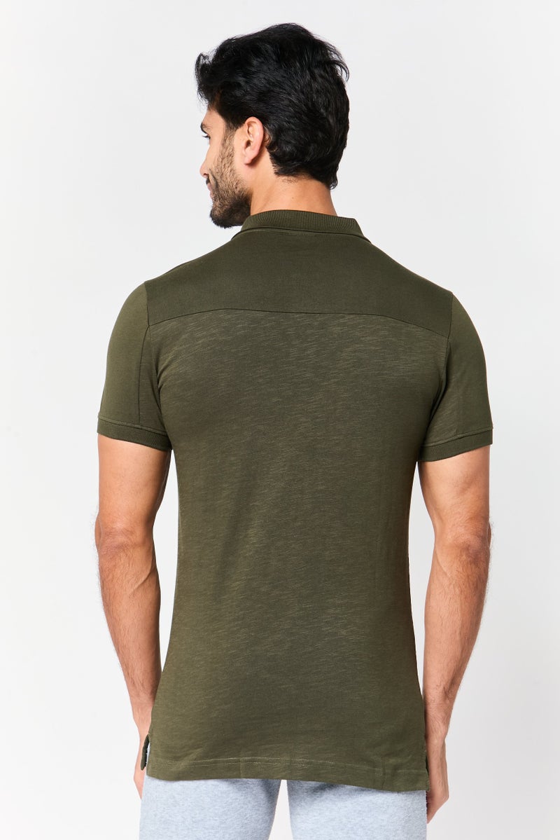 PUMA Men Slim Fit Short Sleeve Outdoor Polo Shirt, Olive - Image 3