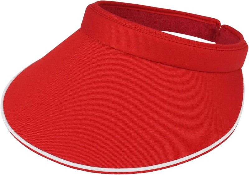 MG Women's Cotton Twill Clip-On Visor - Red