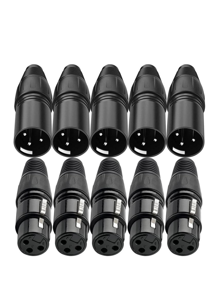 10 PCS XLR Connector, 5 Male and Female Mic Microphone 3 Pins Ultra-Low Noise High Conductivity Audio Socket - Image 1