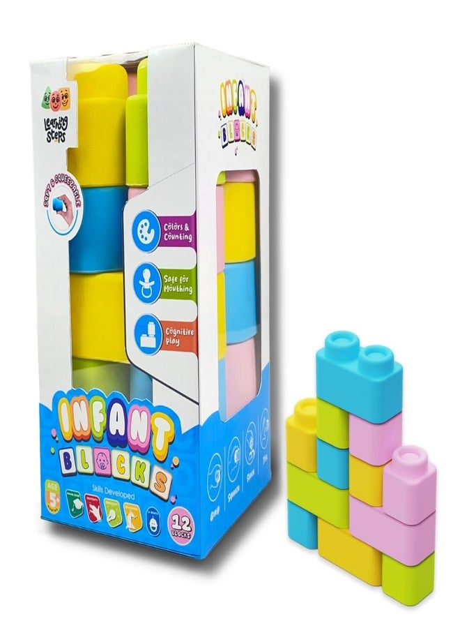 Zephyr Learning Steps - Infant Blocks-1, Montessori Toys for Babies, Early Development, Soft Building Blocks, Block Sets, Colors and Counting, Premium Blocks, Stack Toy, Toddler Block Toys, 12 Pieces - Image 2