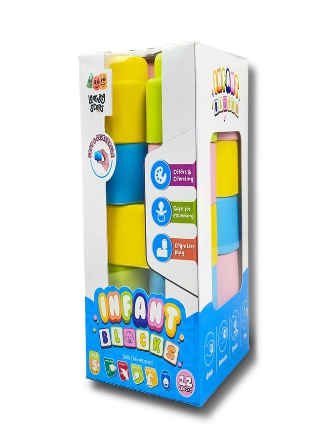 Zephyr Learning Steps - Infant Blocks-1, Montessori Toys for Babies, Early Development, Soft Building Blocks, Block Sets, Colors and Counting, Premium Blocks, Stack Toy, Toddler Block Toys, 12 Pieces - Image 5