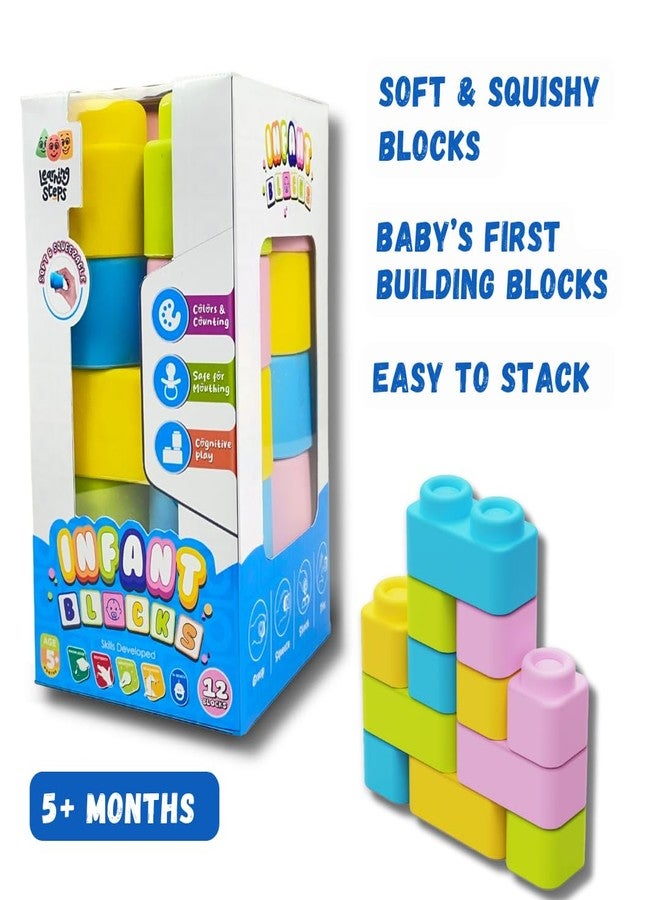 Zephyr Learning Steps - Infant Blocks-1, Montessori Toys for Babies, Early Development, Soft Building Blocks, Block Sets, Colors and Counting, Premium Blocks, Stack Toy, Toddler Block Toys, 12 Pieces - Image 4