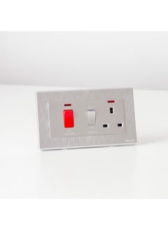 Milano Cooker Unit Aura Wall Mounted Cooker Outlet Switch With On And Off For Modern Home Slvr