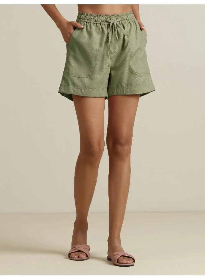 ترو برونز شورت براونز مينت جرين قطن بمزيج مع رباط