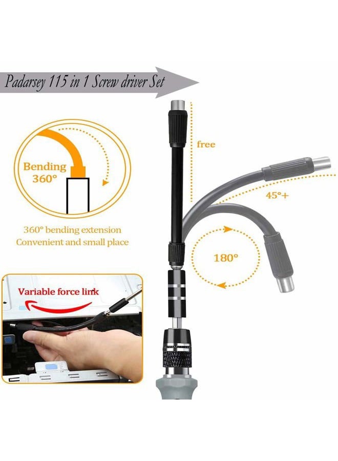 Padarsey Precision Screwdriver Set 115 in 1 Repair Tools Kit with Magnetic Driver Kit,Electronics Precision Screwdriver Set with Portable Bag for Repair Computer, Cell Phone, PC, iPhone,Lap Black - Image 4