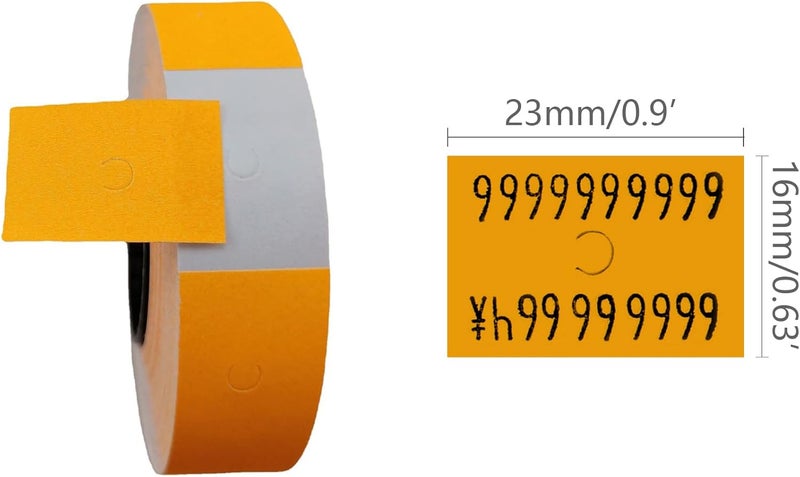 ICSTM Pricemarker Labels,10 Rolls 5000 pcs Double Line Price Label Paper for MX-6600 Price Gun Labeller,Price Gun Stickers for MX-6602/G6600/YH-689/CN-6600EOS (Orange, S) - Image 2