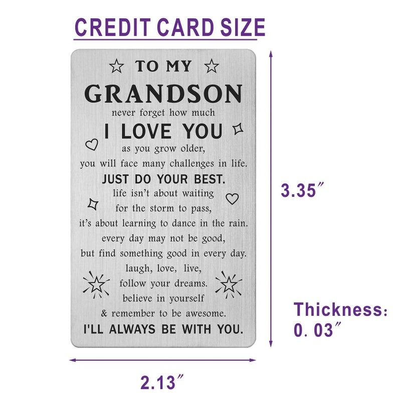 TANWIH Grandson Gifts from Grandma - Grandson Engraved Wallet Card - Inspirational Birthday Graduation Gifts for Grandson from Grandpa - Image 5