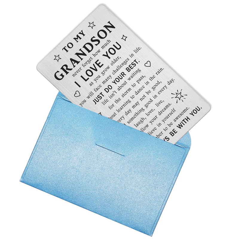 TANWIH Grandson Gifts from Grandma - Grandson Engraved Wallet Card - Inspirational Birthday Graduation Gifts for Grandson from Grandpa - Image 4