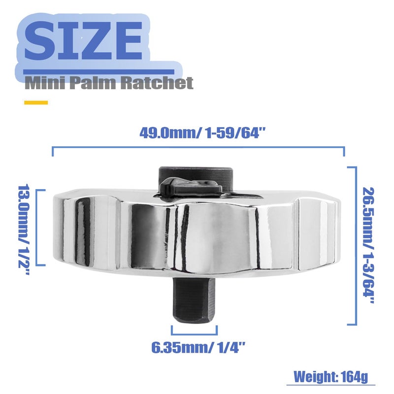 Mesee 3 In 1 Palm Ratchet 1/4" Drive Finger Ratchet Reversible Thumb Ratchet Wrench Mini Reversing Thumbwheel Ratcheting Screwdriver Socket Wrench Tool - Image 2