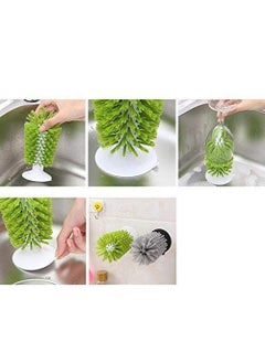 POXEFLIP POXEFLIP Silicone Glass Cleaning Brush Brush Cup with Suction Base Standing Glass Cleaner MugMulticolour  - Image 5