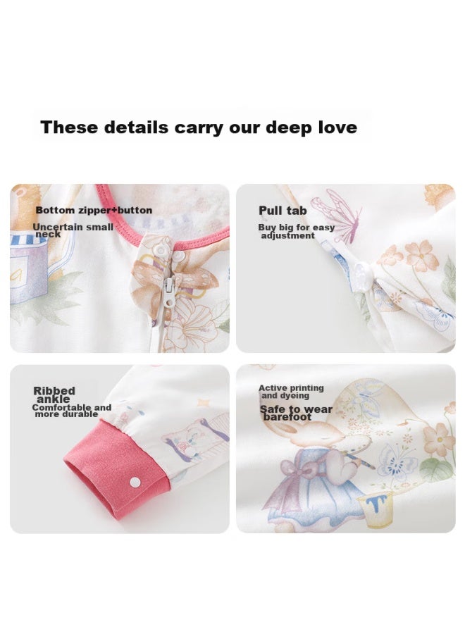Beptides Beipesi Baby Sleeping Bag, Spring And Autumn, Bamboo Cotton Gauze, Infant Sleepwear, Split-leg Design, Children's Anti-kick Blanket, Sleeping Bag, Front 6 Back 4, Linglu, Size S - Image 5