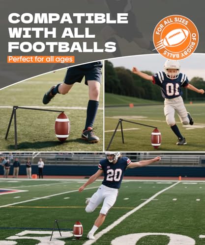 Sungaryard Football Kicking Tee Stand, Portable Field Goal Kicking Holder for Adult & Youth, Pro Metal Place Kickoff Training Practice Stand Equipment Compatible with All Ball Sizes, Black, 1 Pack - Image 4