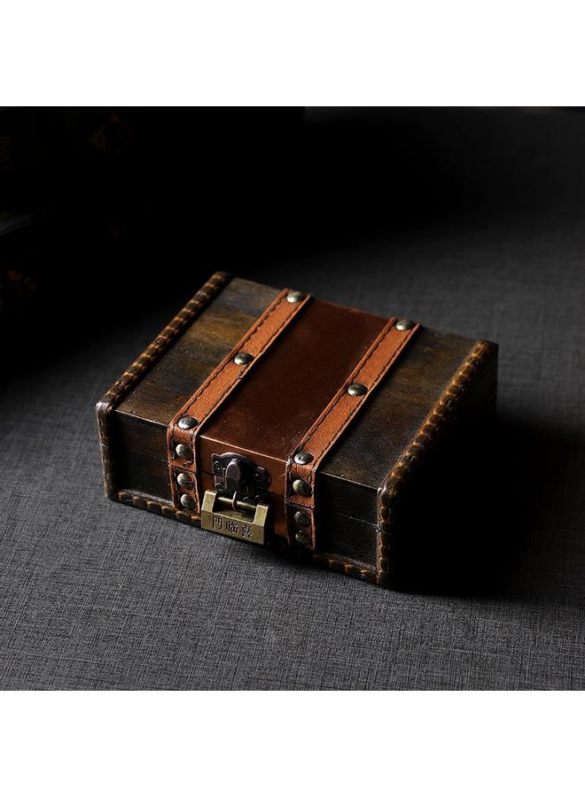Bluejw Vintage Square Imitation Copper Wooden Storage Box Desktop Sundries Small Objects Storage Box Chamber Escape Props Jewelry Box - Image 5