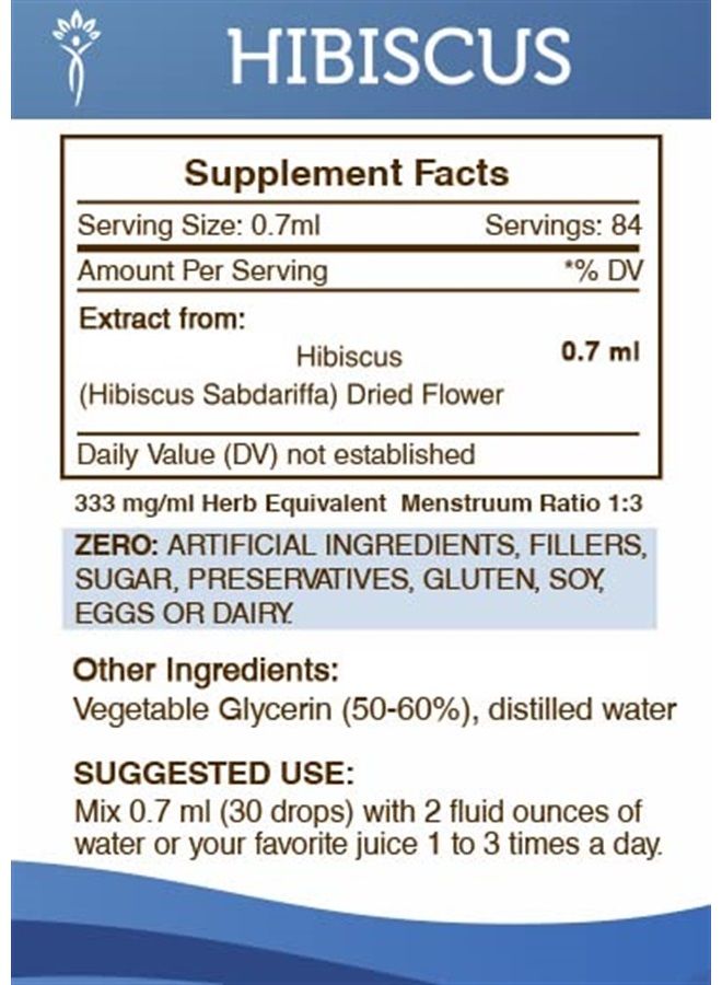 Hibiscus Tincture Alcohol-Free Liquid Extract, Hibiscus (Hibiscus Sabdariffa) Dried Flower (4 FL OZ)