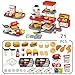 yoliyogo Pretend Play Fast Food Store Toy with Realistic Coffee Machine Card Reader Food Shop Playset with Simulate Hamburger Chips Sandwich etc Play Money Checkout Game for Kids - Image 4