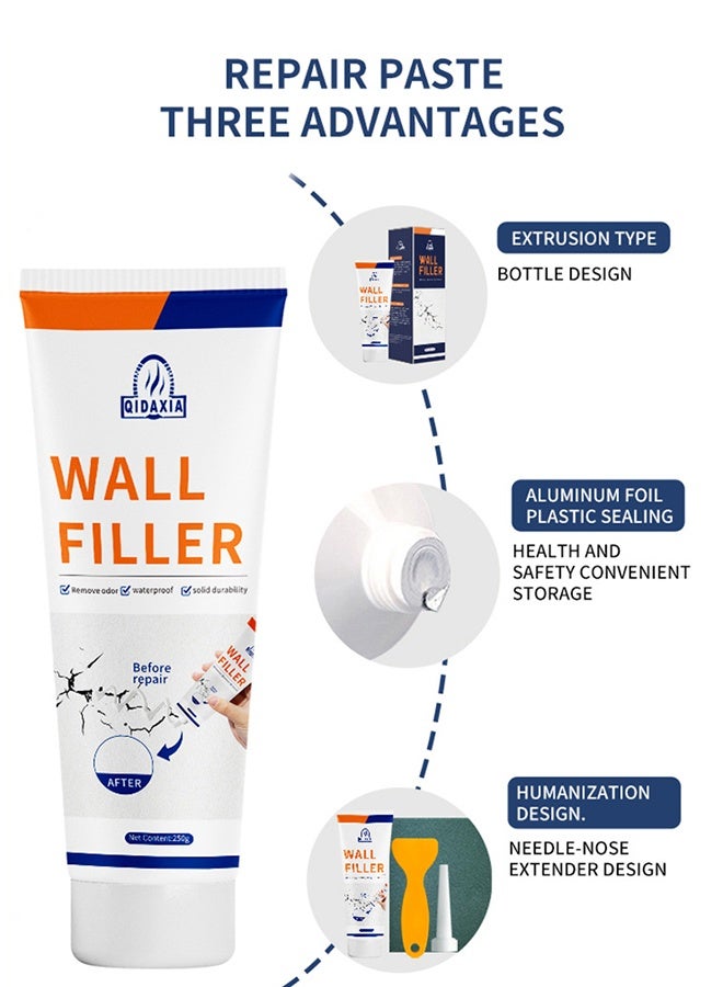 Drywall Repair Kit, Spackle Wall Repair, Wall Repair Patch Kit to Fill The Holes, Walls Putty Hole Repair Quick and Easy Solution, Sandpaper, Drywall Patches with Scraper - Image 3