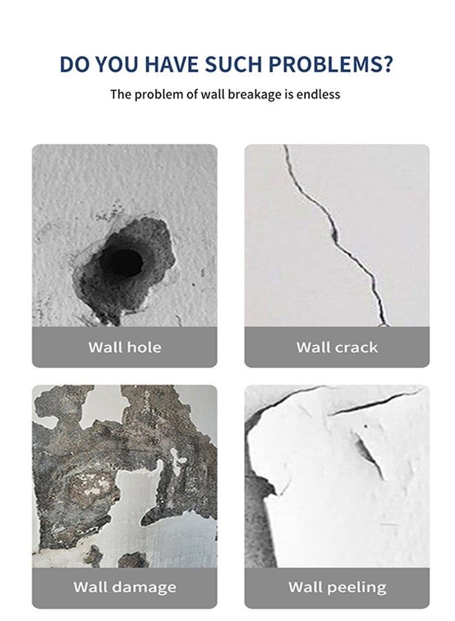 Drywall Repair Kit, Spackle Wall Repair, Wall Repair Patch Kit to Fill The Holes, Walls Putty Hole Repair Quick and Easy Solution, Sandpaper, Drywall Patches with Scraper - Image 2