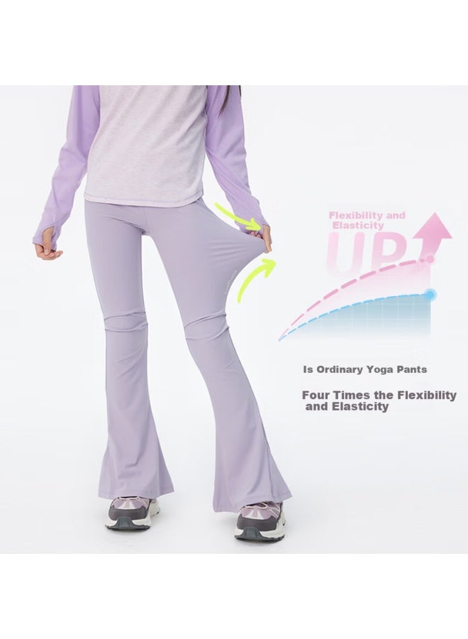 Onmygame Dolphin Flared Pants Girls Casual Sports Pants Kids High Elastic Trendy Dark Night Black 150 - Image 2