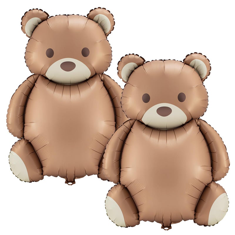 Simgoing 12 Pcs 21x35 Big Brown Bear Balloons Matte Cartoon Bear Foil Birthday Balloons for Home Decor Jungle Animal Farm Safari Zoo Woodland Themed Party Baby Shower Decoration Supplies Classic - Image 3